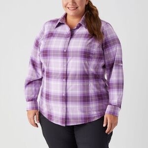 Duluth Sidewinder Shirt Womens 2X Purple Plaid Button Up DuluthFlex Long Sleeve